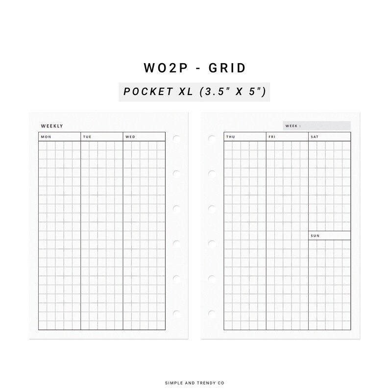 Vertical Weekly Planner Pocket XL Weekly Agenda WO2P Weekly Etsy