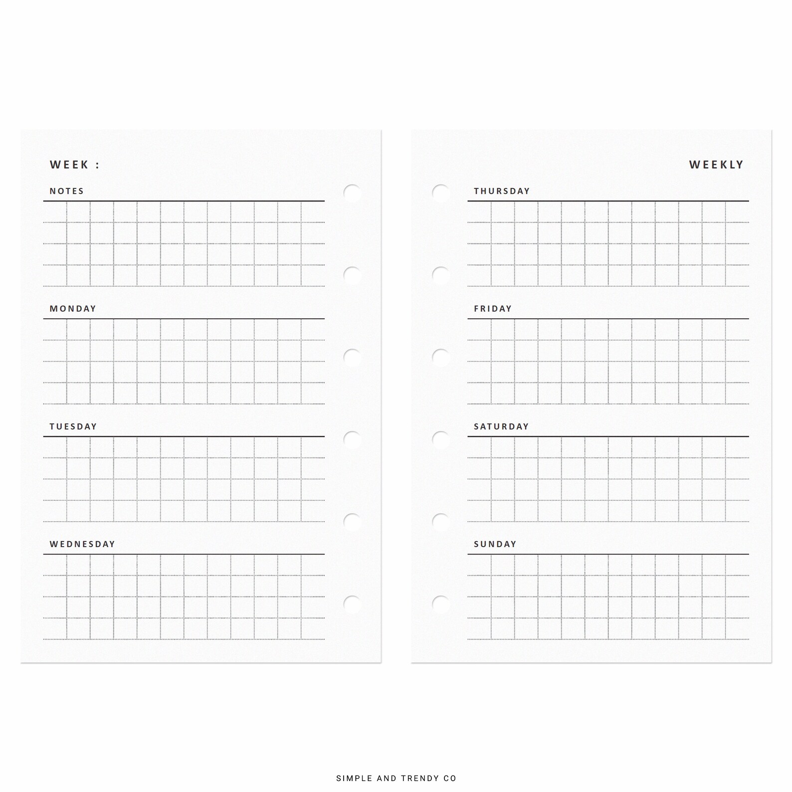 Weekly Planner Printable Pocket Size Weekly Schedule - Etsy