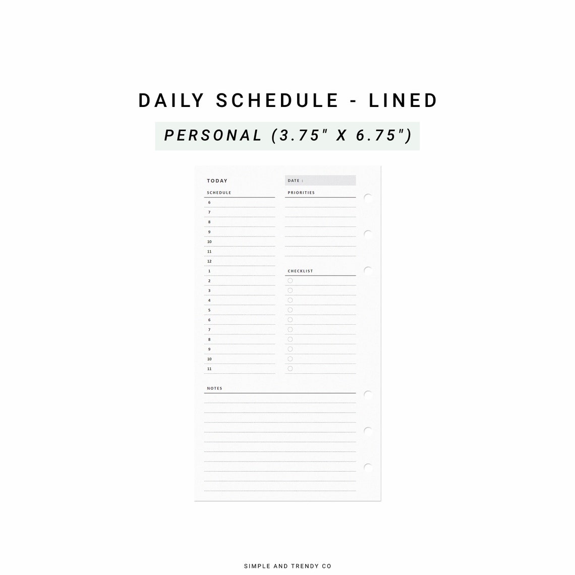 Daily Planner Printable Personal Planner Inserts Daily Etsy