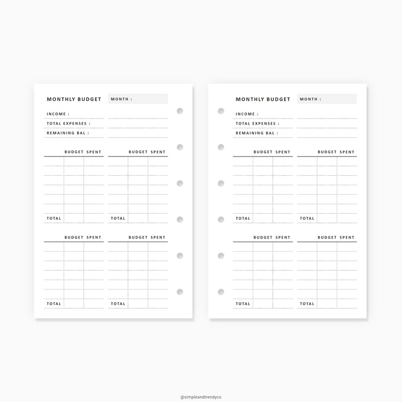 Budget Planner Printable Pocket Size Monthly Budget Template Etsy
