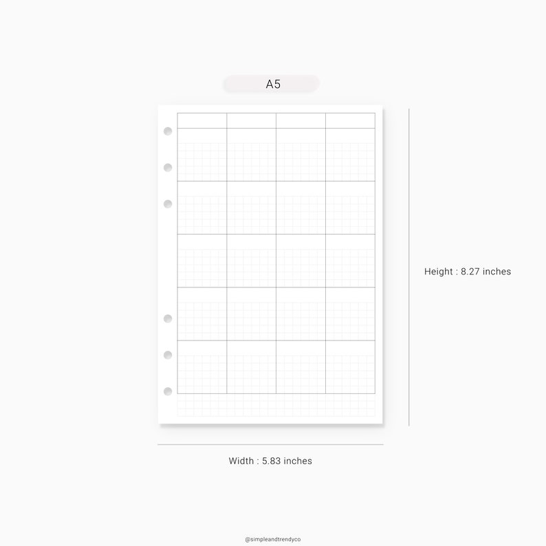 Hobonichi Monthly Planner Template A5 Planner Inserts Undated | Etsy