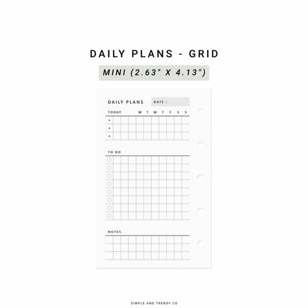 Daily Planner Printable Mini size, Filofax Mini, Daily Organizer, Daily Organiser, Daily Planner Template, Printable Daily Schedule PDF