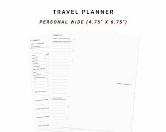Travel Planner Printable Personal Wide, Family Vacation Travel Packing List,Trip Planning Vacation Planner,Trip Itinerary Vacation Itinerary