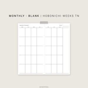 Monthly Planner Printable Minimalist Planner Hobonichi Weeks | Etsy Monthly Planner Printable Minimalist Planner Hobonichi Weeks | Etsy