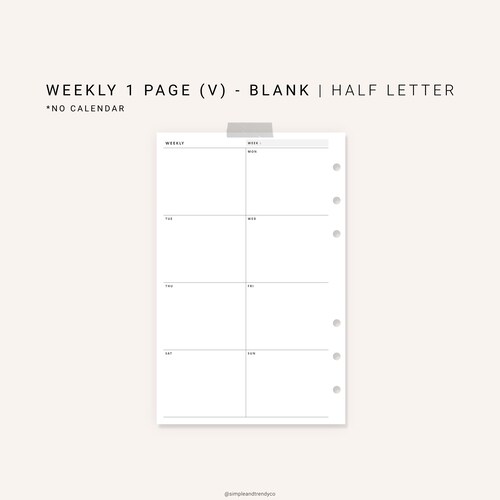 Daily Planner Printable Half Size Half Letter Inserts Daily | Etsy