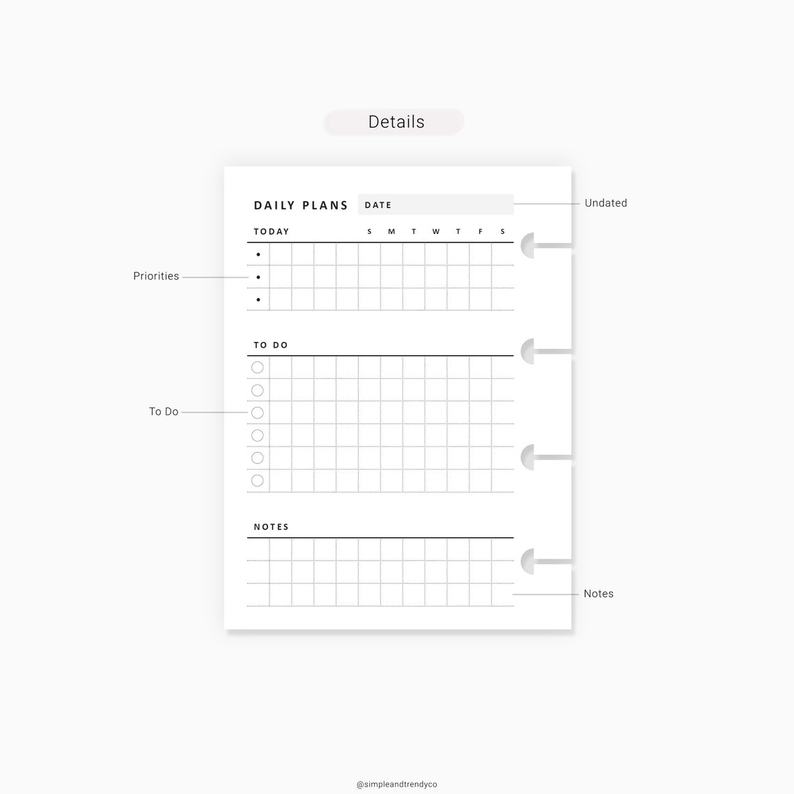 Daily Planner Printable Micro Happy Planner Daily Organizer | Etsy
