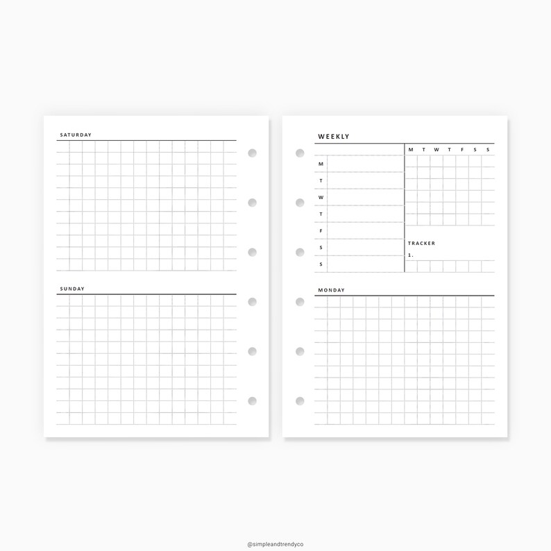 Undated Weekly Planner Printable Pocket XL Week on 4 Pages Etsy