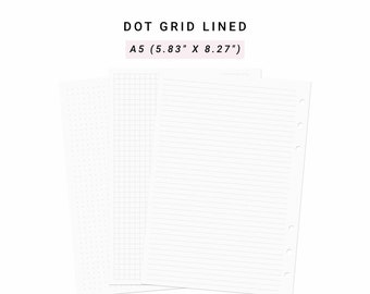 Study Note Paper Dotted Grid A5 Planner Inserts, Printable Writing Paper Blank Notes Undated, Study Note Template, Lecture Notes Taking