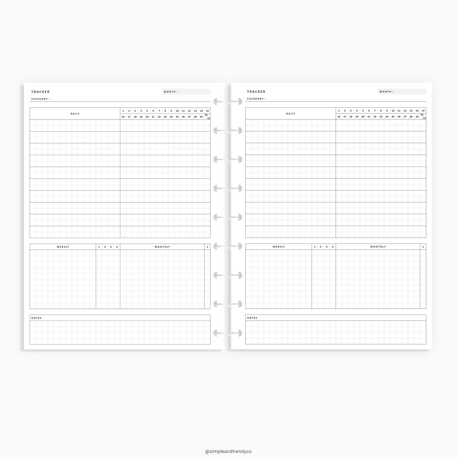 Monthly Tracker Printable Happy Planner Classic Skin Care | Etsy