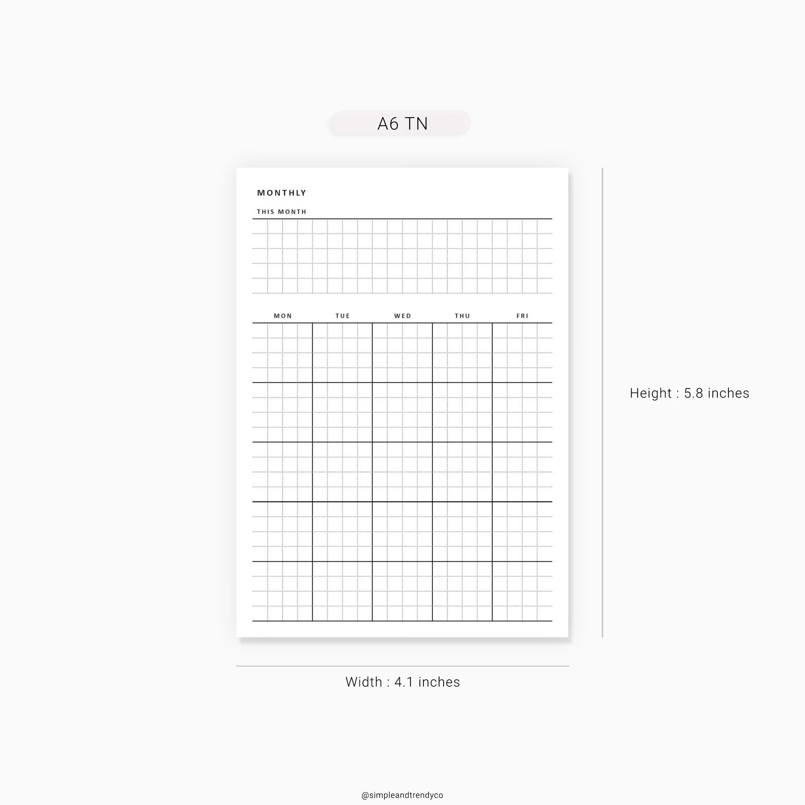 Monthly Planner A6 TN Printable Monthly Notes Monthly To Do | Etsy