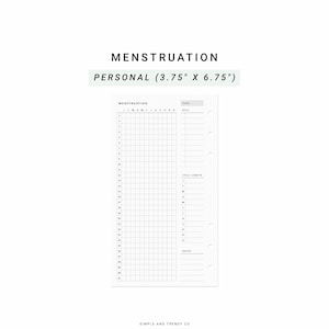 Menstrual Period Tracker Personal Planner Inserts, Menstruation, Period Cycle Length, Ovulation Period Tracker