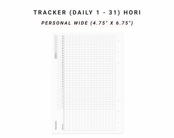 Monthly Goal Tracker, Habit Tracker Printable Personal Wide, Printable Habit Plan, Fitness Tracker Goal Tracking, Goal Planner Setting