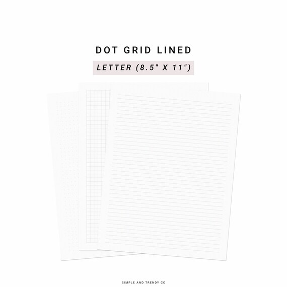 dot grid lined paper us letter size printable writing paper etsy