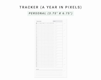 Yearly Tracker, Personal Planner Inserts Printable, A Year In Pixels, Habit Tracker, Mood Tracker