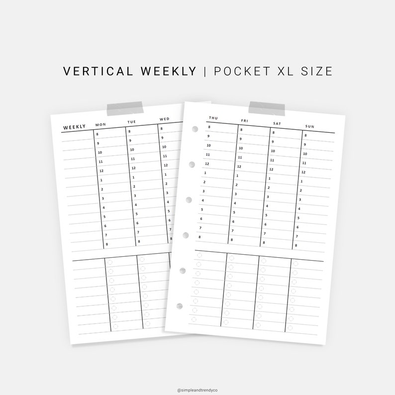 Undated Weekly Planner Pocket XL Vertical Weekly Agenda Etsy