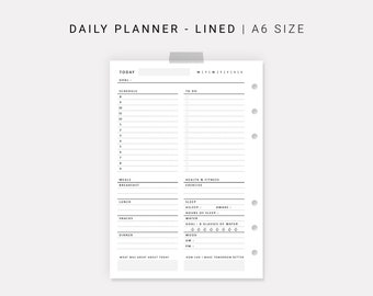 Daily Planner A6 Inserts Minimalist Printable Day Planner | Etsy