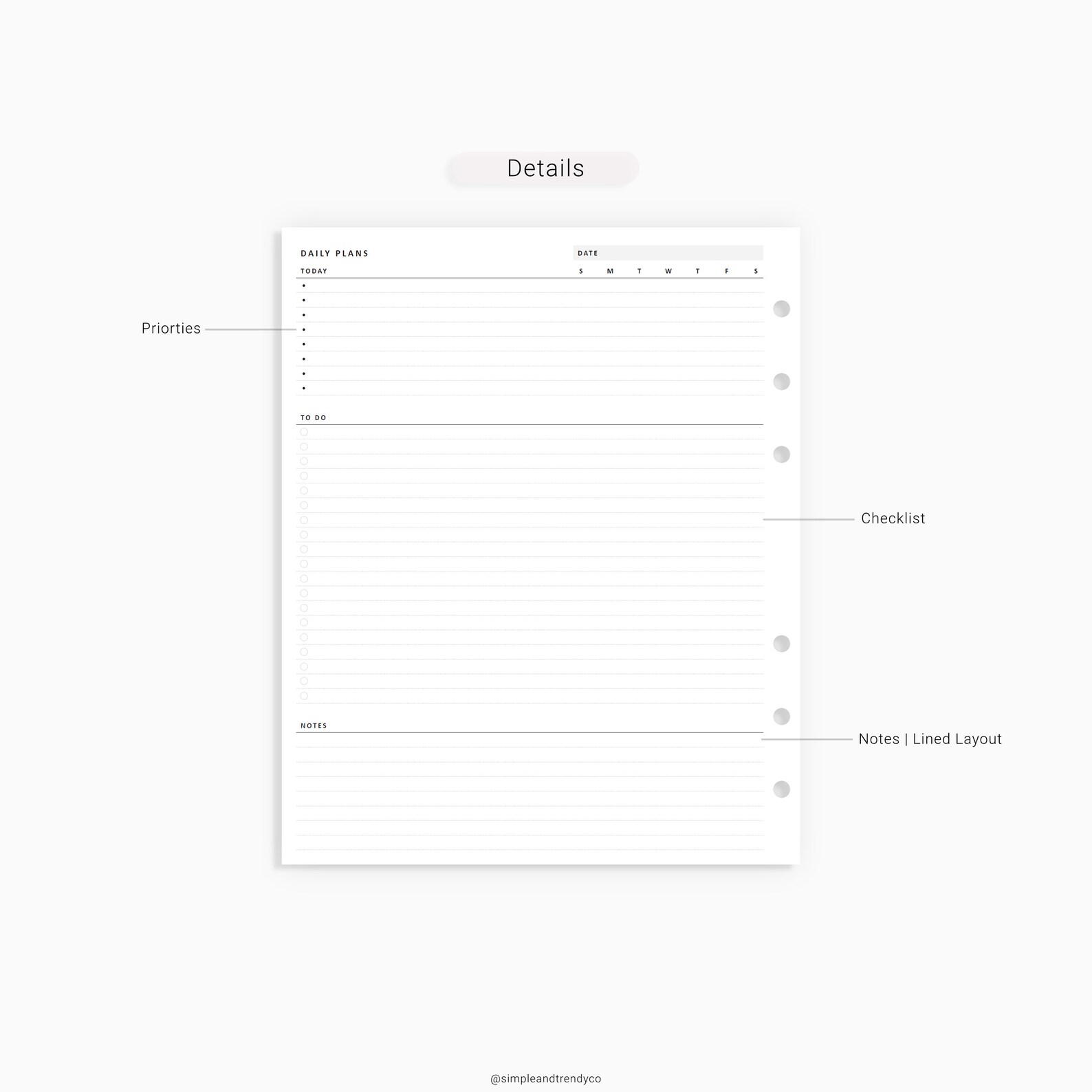 Daily Planner Printable A5 Wide Daily Organizer Daily | Etsy