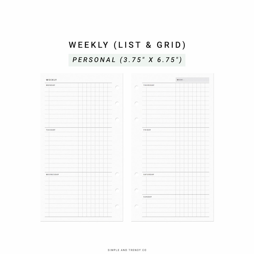 Weekly Planner Printable Personal Planner Inserts, Weekly to Do ...