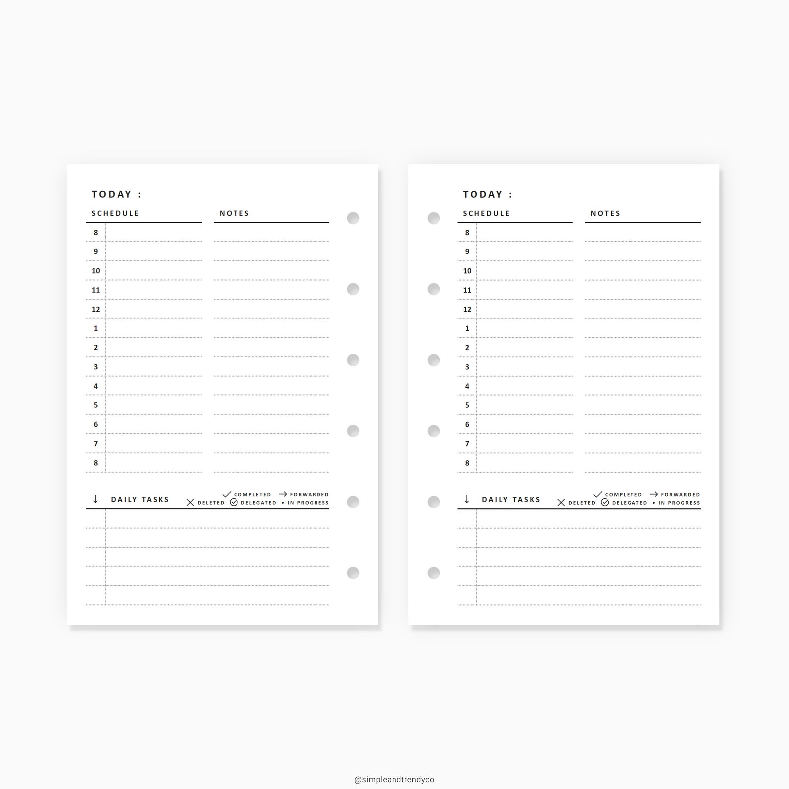 Daily Planner Pocket Size Printable Undated Day Planner Etsy