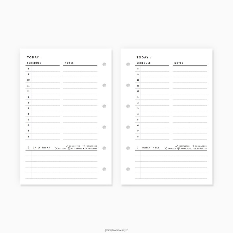 Daily Planner Pocket Size Printable Undated Day Planner Etsy