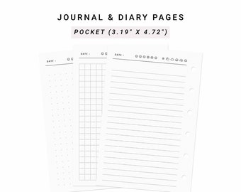 Printable Diary Pages, Travel Journal Pocket size, Writing Journal Blank Journal, Travel Diary, Printable Journal Diary Template