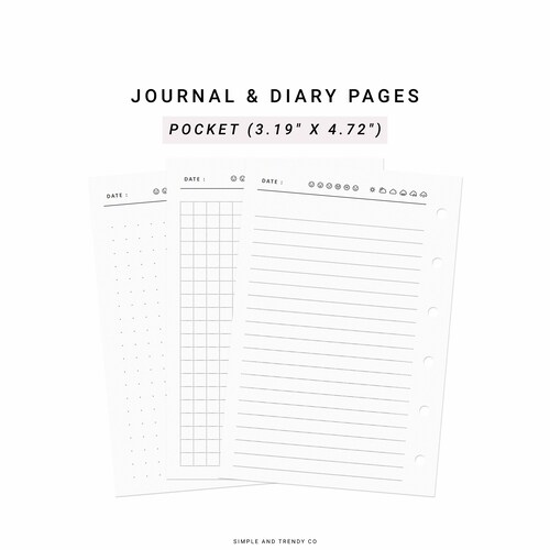 Printable Diary Pages Travel Journal Pocket Size Writing Etsy