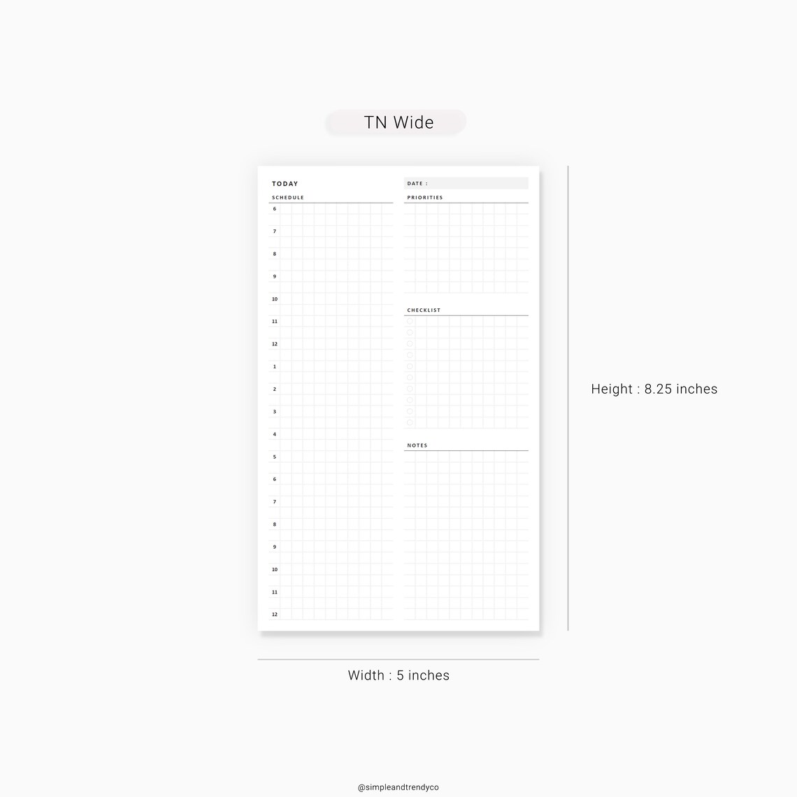 Daily Planner Printable TN Wide Cahier Daily Organizers | Etsy