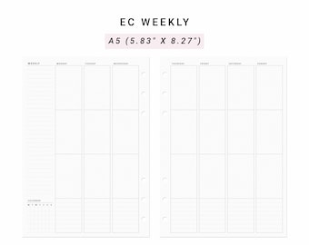 Weekly Planner Erin Condren Inserts Undated Printable A5 Planner Inserts