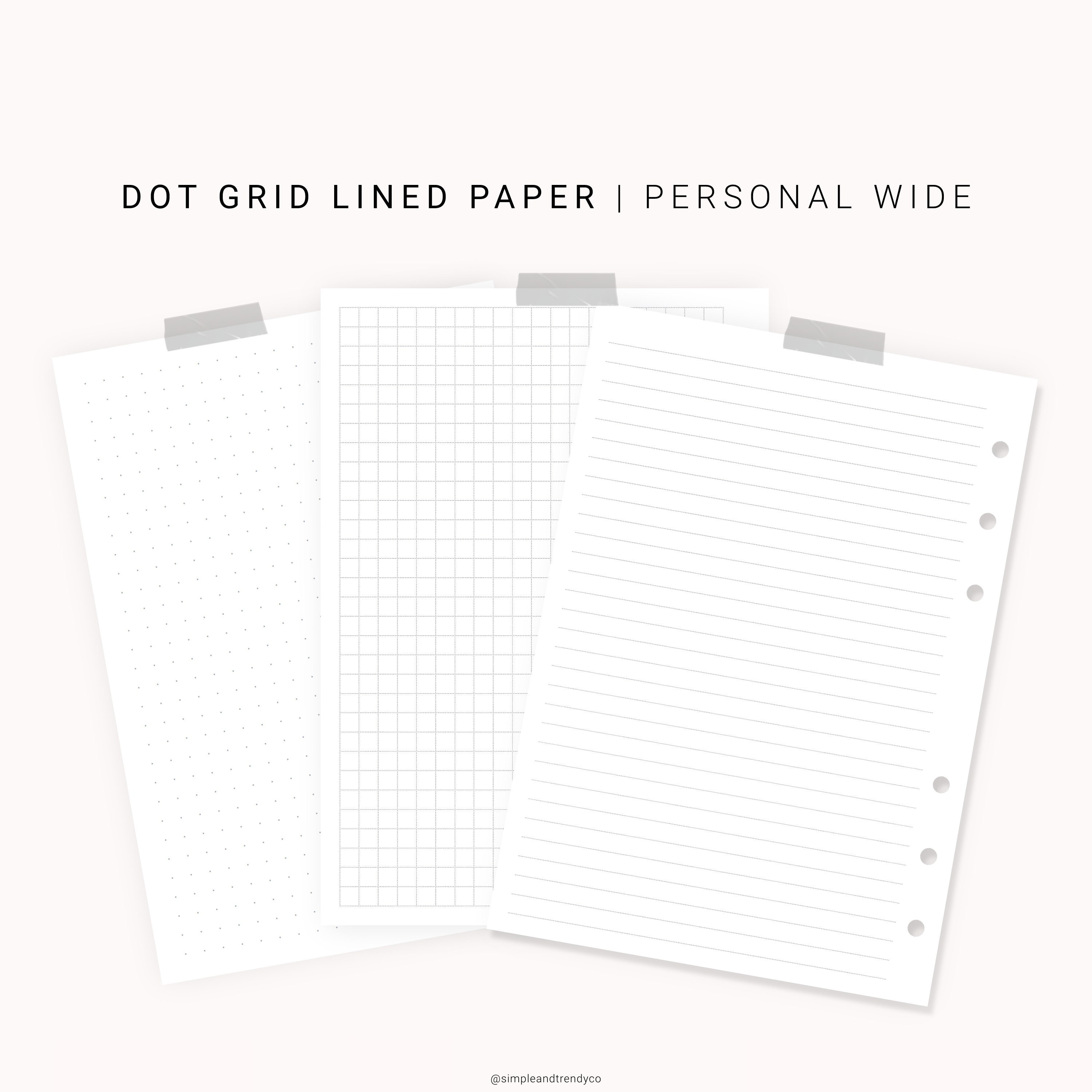 dot grid lined paper personal wide printable writing paper etsy