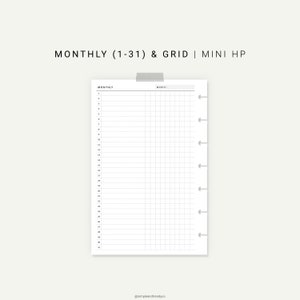 Monthly Overview Happy Planner Mini Monthly List 1-31 Monthly | Etsy