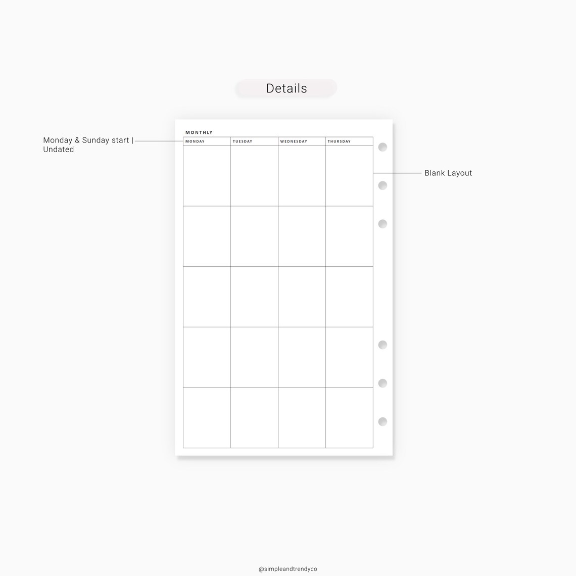 Monthly Planner Printable Half Size Half Letter Inserts | Etsy