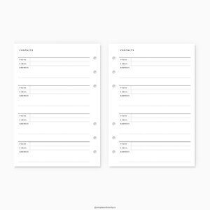 Printable Contacts List A6 Inserts Emergency Contacts | Etsy