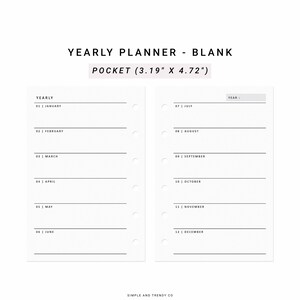 Yearly Planner Pocket Size, Year at a Glance, Printable Yearly Overview ...