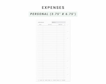 Expense Tracker Personal Planner Inserts, Printable Personal Expenses Organizer, Monthly Expenses Planner, Checklist Expenses Log Tracker