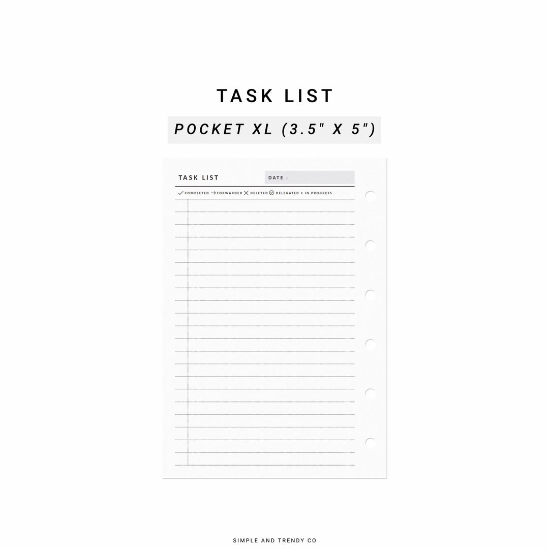 Printable to Do List Pocket XL, Daily to Do List, Printable Task List ...