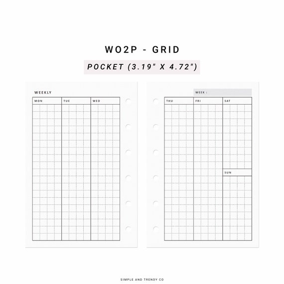 Weekly Planner No. 16, A6 Size Printable Vertical Timed Weekly Agenda,  Weekly Organizer, Hourly Schedule 