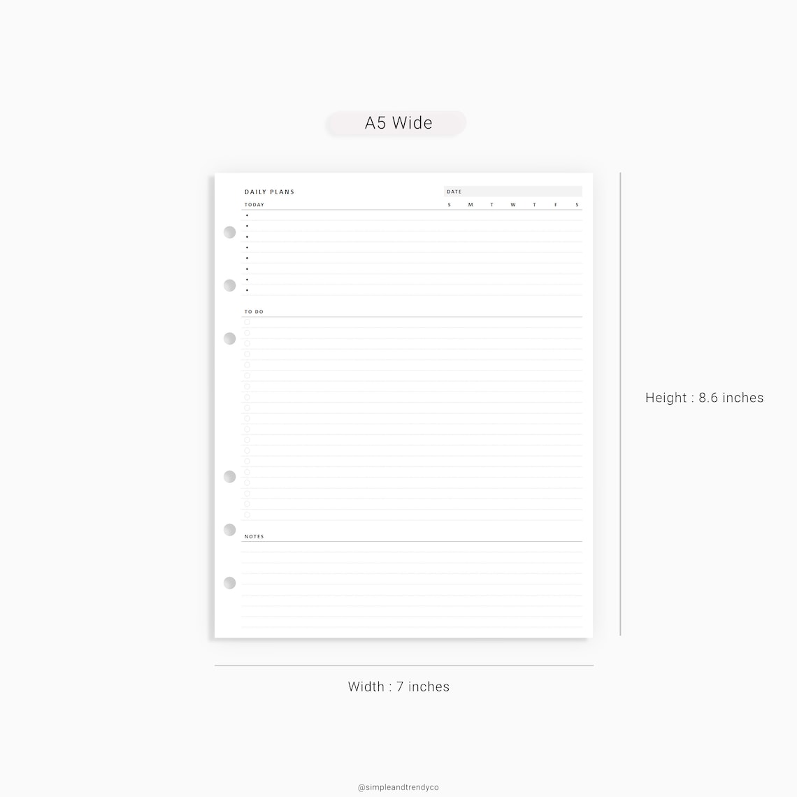 Daily Planner Printable A5 Wide Daily Organizer Daily | Etsy