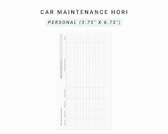 Car Maintenance Horizontal Layout Printable, Personal Planner Inserts, Car Service, Vehicle Maintenance Log, Car Repairs