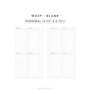 Week on 2 Two Pages Personal Planner Inserts, Weekly Agenda Vertical Weekly Planner, Undated Printable Weekly Blank Layout