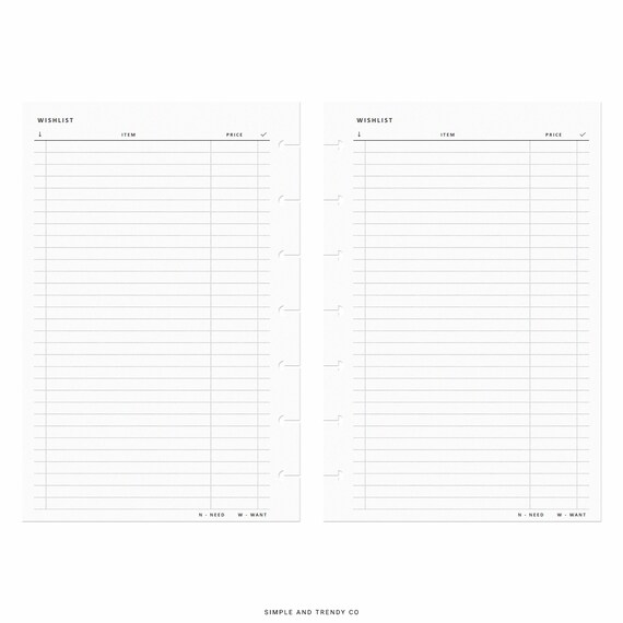 Wishlist Insert Printable Tracker Template. Christmas, Birthday, Holiday,  Shopping Wish List. Gifts for Me. Make a Wish. Giftlist PDF. A5 -   Canada