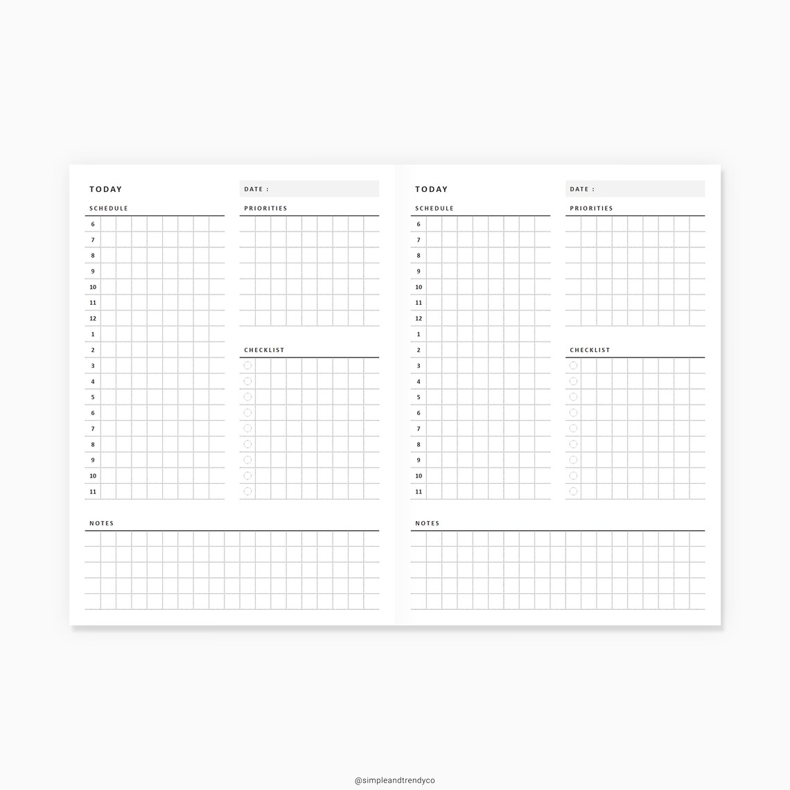 Daily Planner Printable A6 TN Daily Planners and Organizers | Etsy