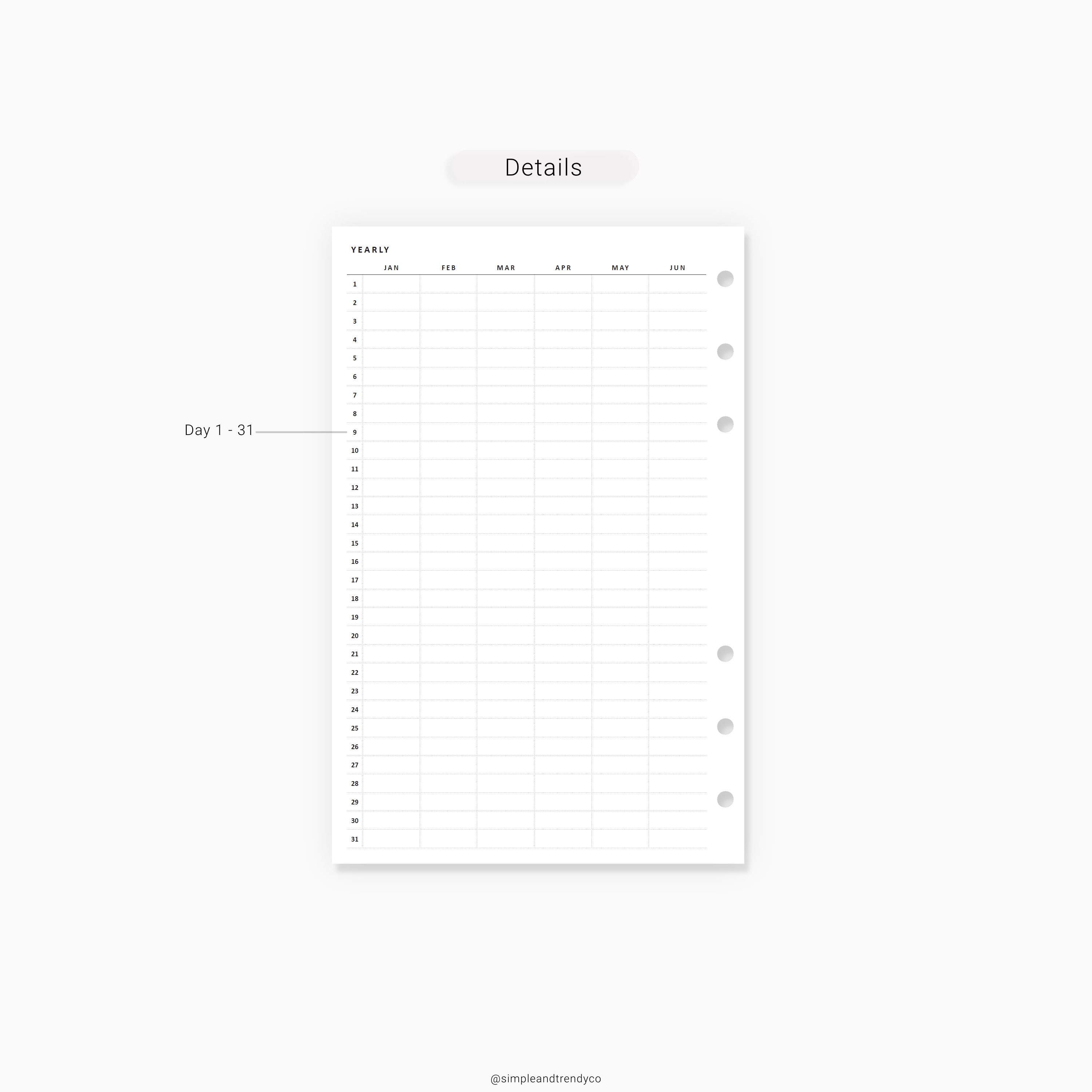 Yearly Vertical Planner 2 Page Half Size Half Letter Inserts | Etsy