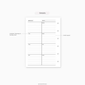 Week on One Page Printable Pocket XL Weekly 1 Page Vertical | Etsy