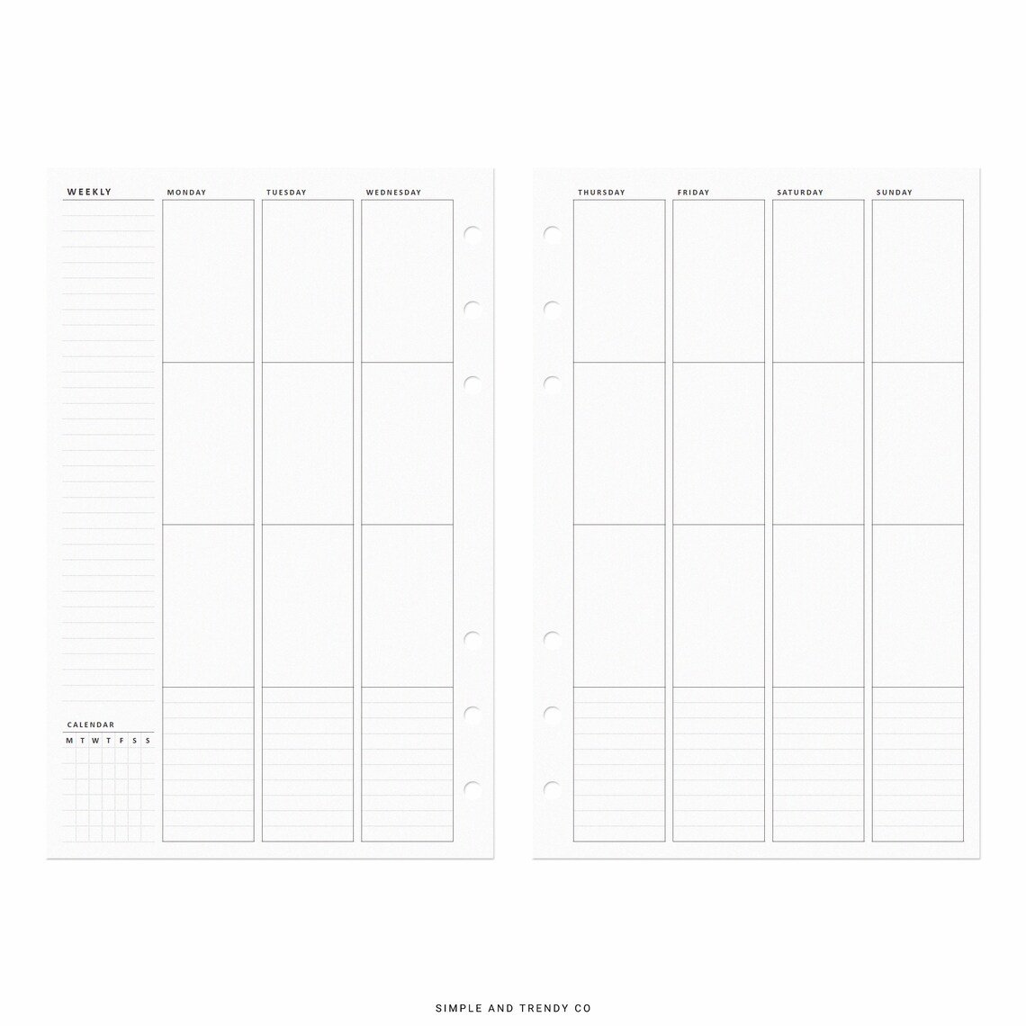 Weekly Planner Erin Condren Inserts Undated Printable Half Etsy