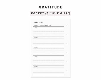Daily Gratitude Pocket size, Printable Gratitude Log, Gratitude Tracker, Gratitude Planner