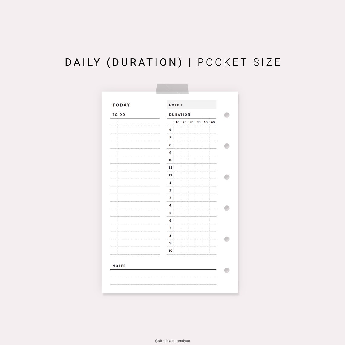 Daily Planner Printable Pocket Size Daily Organizers Daily Etsy