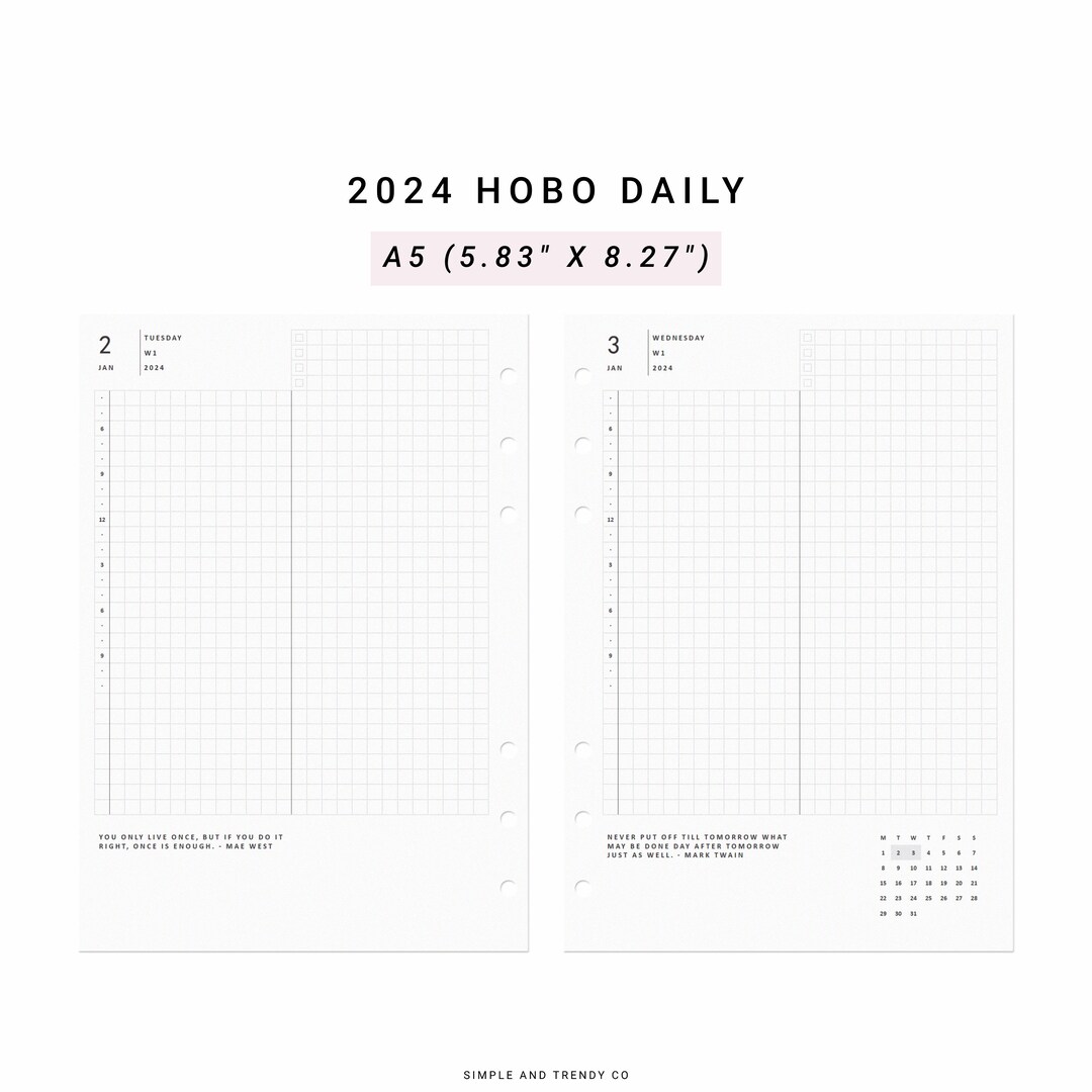 2024 Hobonichi Daily Planner A5 Planner Inserts, Day Planner Positive ...