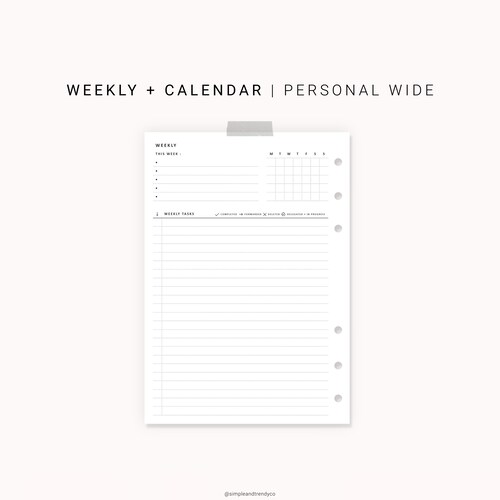 Personal Wide Inserts Personal Wide Planner Printable Etsy