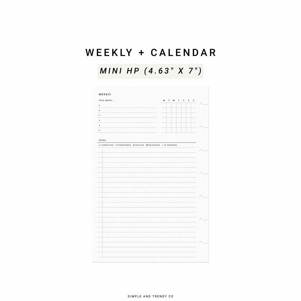 Weekly Planner Calendar Happy Planner Mini Printable Week on - Etsy