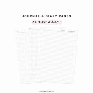 Printable Diary Pages Travel Journal Half Size Half Letter - Etsy